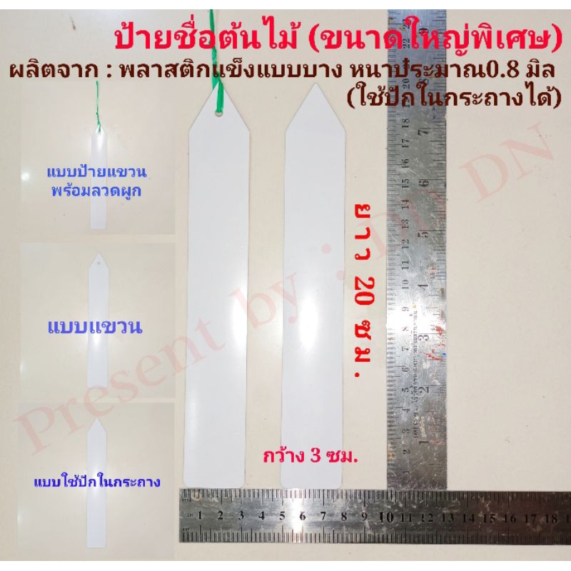 ป้ายชื่อต้นไม้ขนาดใหญ่100ชิ้น ใช้แขวนใช้ปักในกระถางได้ ผลิตจากพลาสติก กันน้ำ หนา0.8มิล พลาสติกผิวกึ่