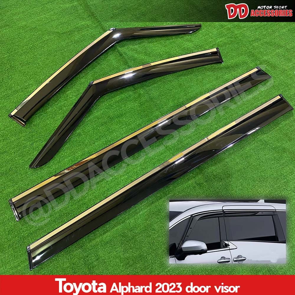กันสาด Alphard Vellfire 40 2023 2024 2025 2026 4 ชิ้น สีดำ คู่หลังมีคิ้วโครเมี่ยม ลาย M สำหรับโฉมใหม่ล่าสุด