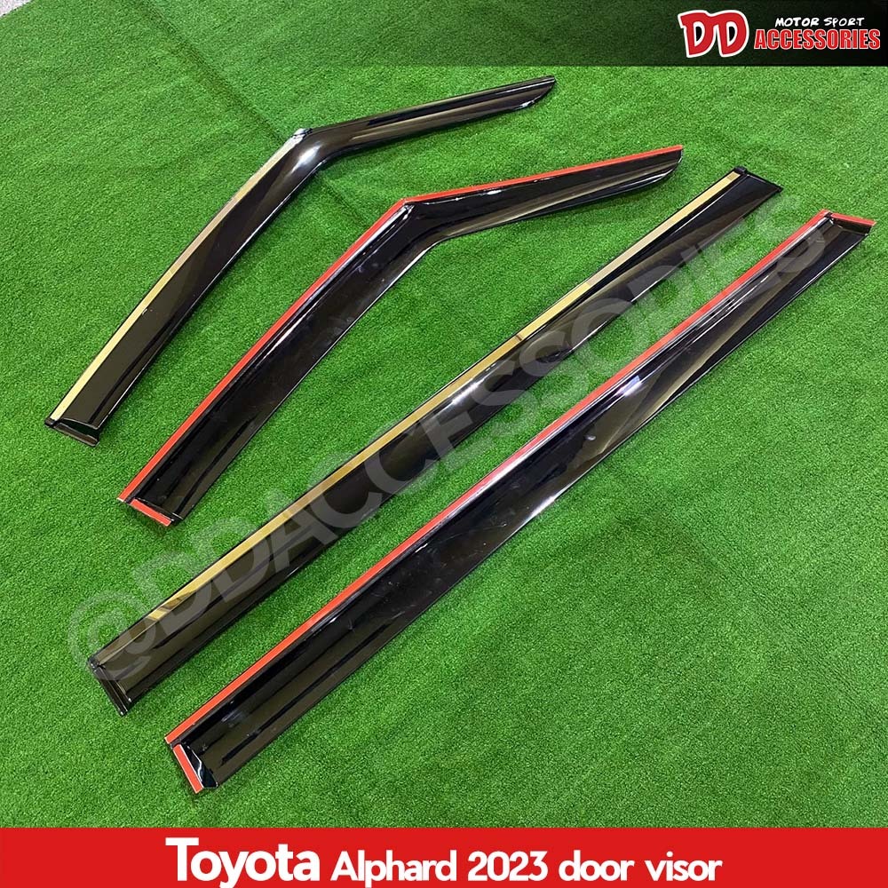 กันสาด Alphard Vellfire 40 2023 2024 2025 2026 4 ชิ้น สีดำ คู่หลังมีคิ้วโครเมี่ยม ลาย M สำหรับโฉมใหม่ล่าสุด