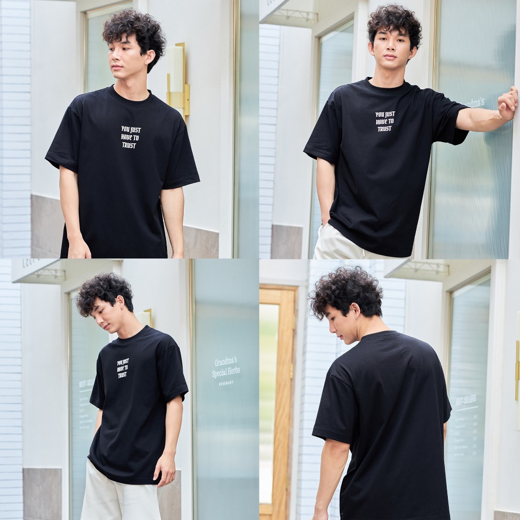 Hype It - You just have to trust T-Shirt เสื้อยืดแขนสั้นทรง Oversized แบรนด์ Hype It  (คอไม่กว้าง ทรงไหล่ตก)