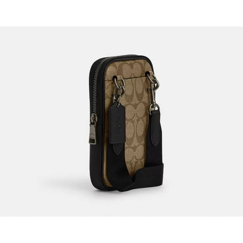COACH ADEN CROSSBODY IN SIGNATURE CANVAS IN GUNMETAL/KHAKI (CO912)