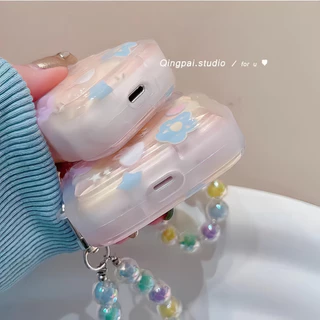 เคสหูฟังบลูทูธไร้สาย Tpu แบบนิ่ม ไล่โทนสี กันกระแทก พร้อมจี้ หลากสี สําหรับ Airpods 1 2 3 Pro2