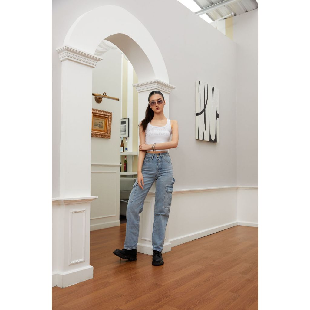 Niyom Jeans : รุ่นB263.1 กางเกงยีนส์ผู้หญิง ทรงกระบอก