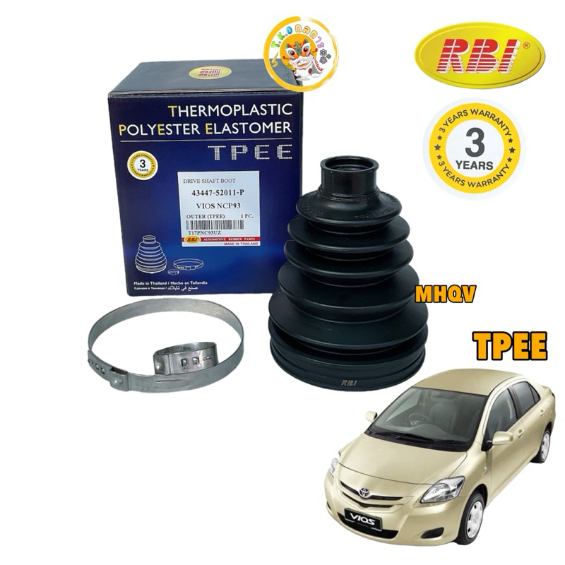 TKD ยางหุ้มเพลา นอก 1 ตัว RBI TOYOTA  VIOS 2008-2012 1.5 (NCP93) เกรดเทียบแท้ TPEE รหัส 43447-52011-P