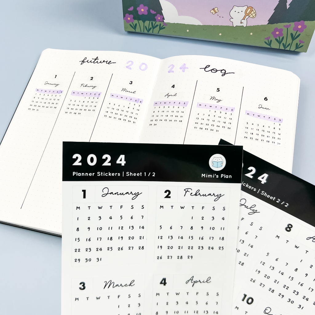 สติกเกอร์ ปฏิทิน 2025 / 2024 สติ๊กเกอร์ แบบใส วันที่ เดือน ปี 2568 / 2567 Calendar Date Stickers Planner mimisplan