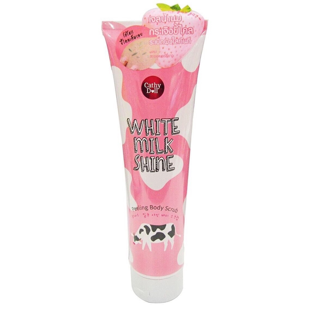 CATHY DOLL สครับขัดขี้ไคลเนื้อเจล WHITE MILK SHINE PEELING BODY SCRUB 320 ml เคที่ดอลล์