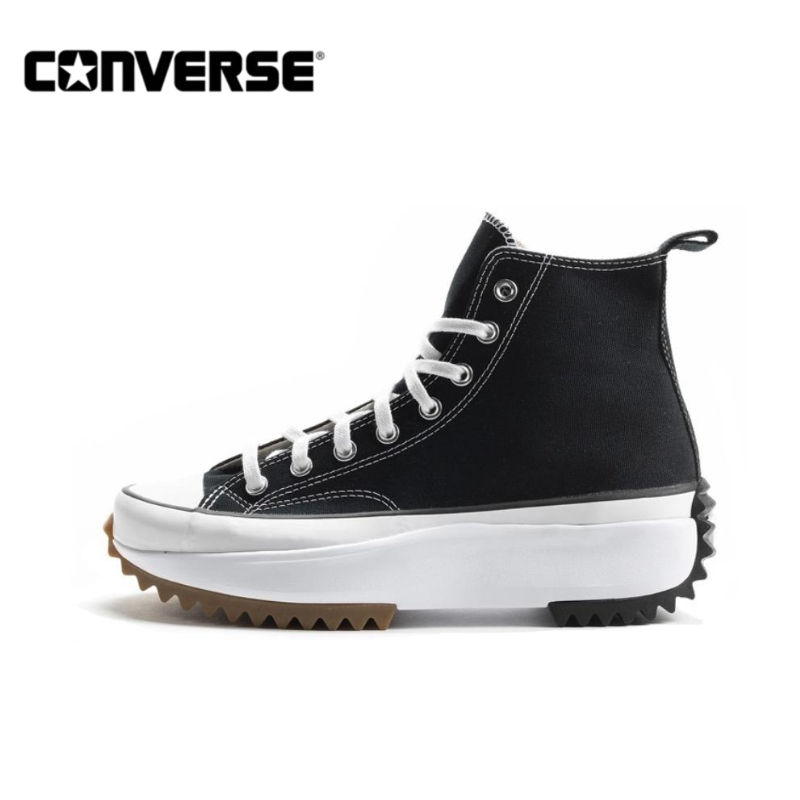 Converse Run Star Hike เพิ่มรองเท้าผ้าใบพื้นหนาสำหรับผู้ชายและผู้หญิง สีดำและสีขาว