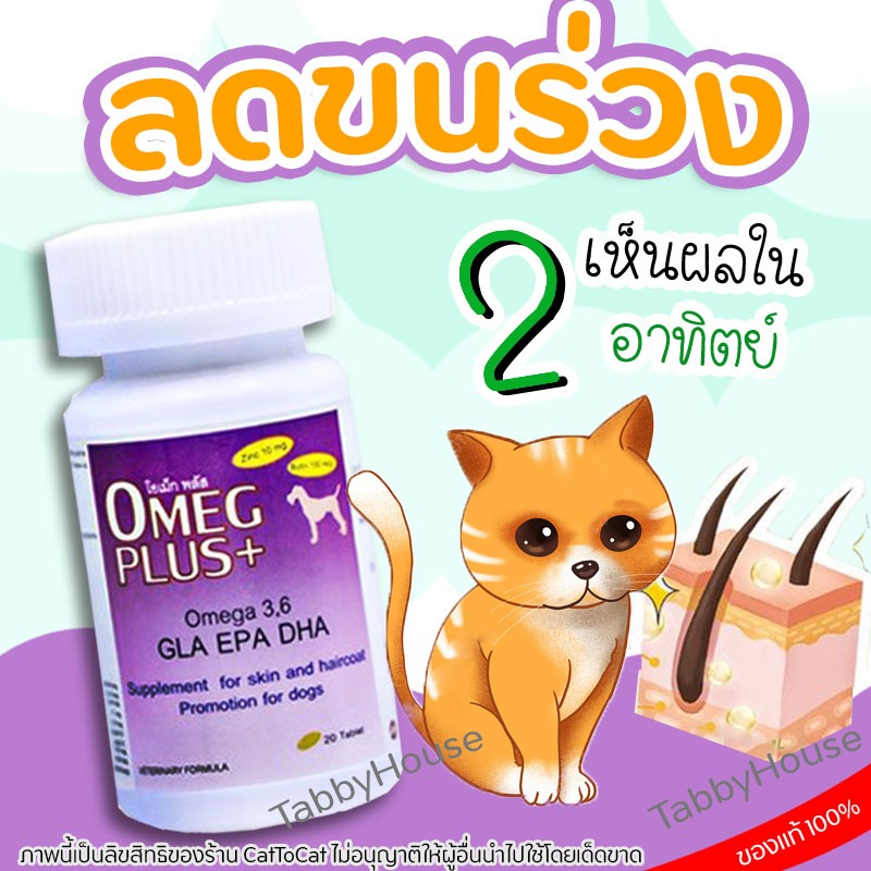 Omeg Plus ลดขนร่วง โอเม็กพลัส ผลิตภัณฑ์เสริมอาหาร บำรุงผิวหนังและขน สุนัขและแมว Petme สูตรประกวด