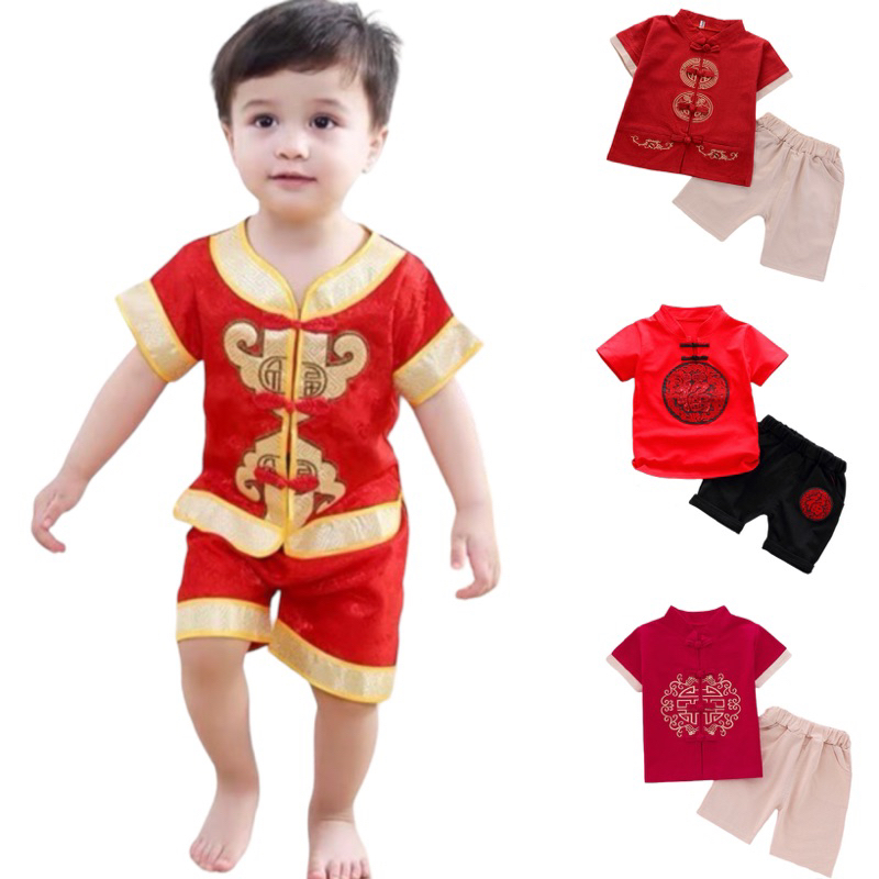ชุดตรุษจีนเด็ก เสื้อ+กางเกง