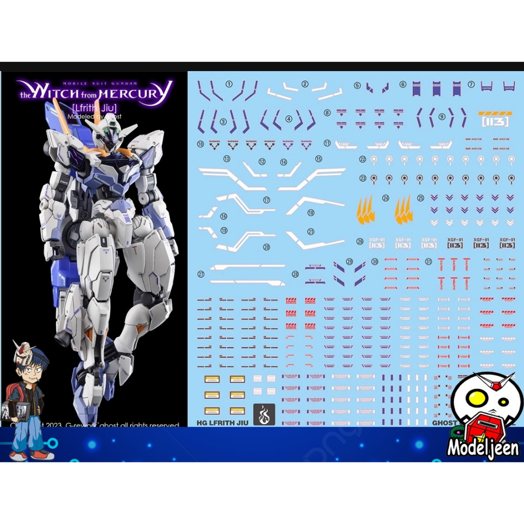 (Ghost Decal) Water Decal 182 HG1/144 Gundam Lfrith Jiu
