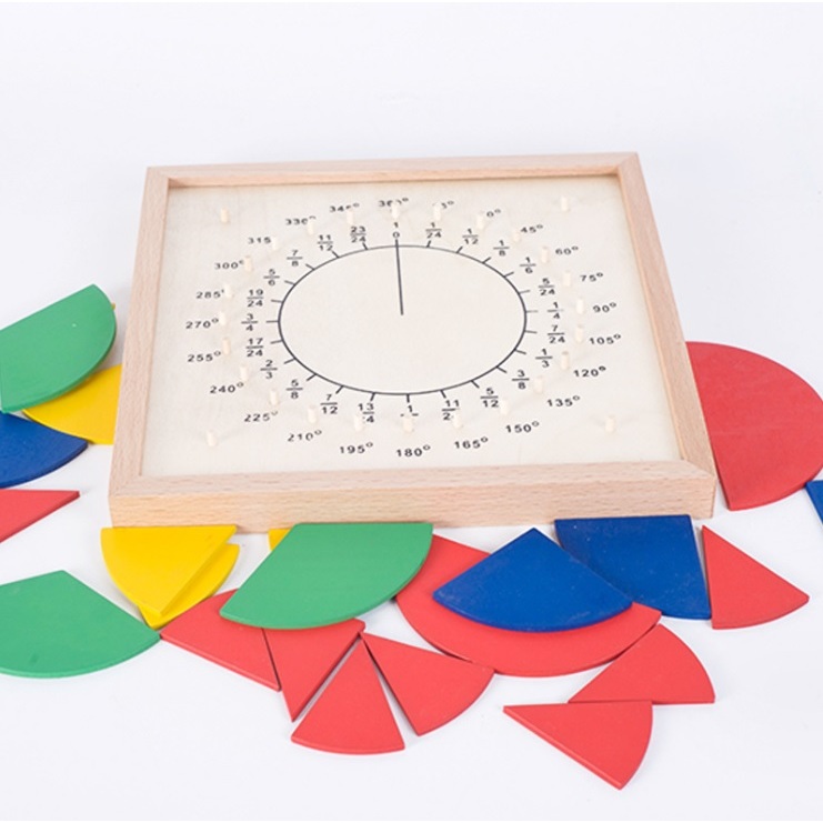 Montessori Fraction Pies - Math Teaching Aids ของเล่นไม้ แนวมอนเตสซอรี่ สอนเศษส่วน แบบจำลองเศษส่วน - Round Score Board