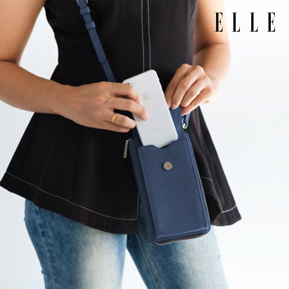ELLE Crossbody Phone Pouch กระเป๋าสะพายข้าง หนังเเกะแท้ สำหรับผู้หญิง สไตล์สปอร์ตี้  / EWH251