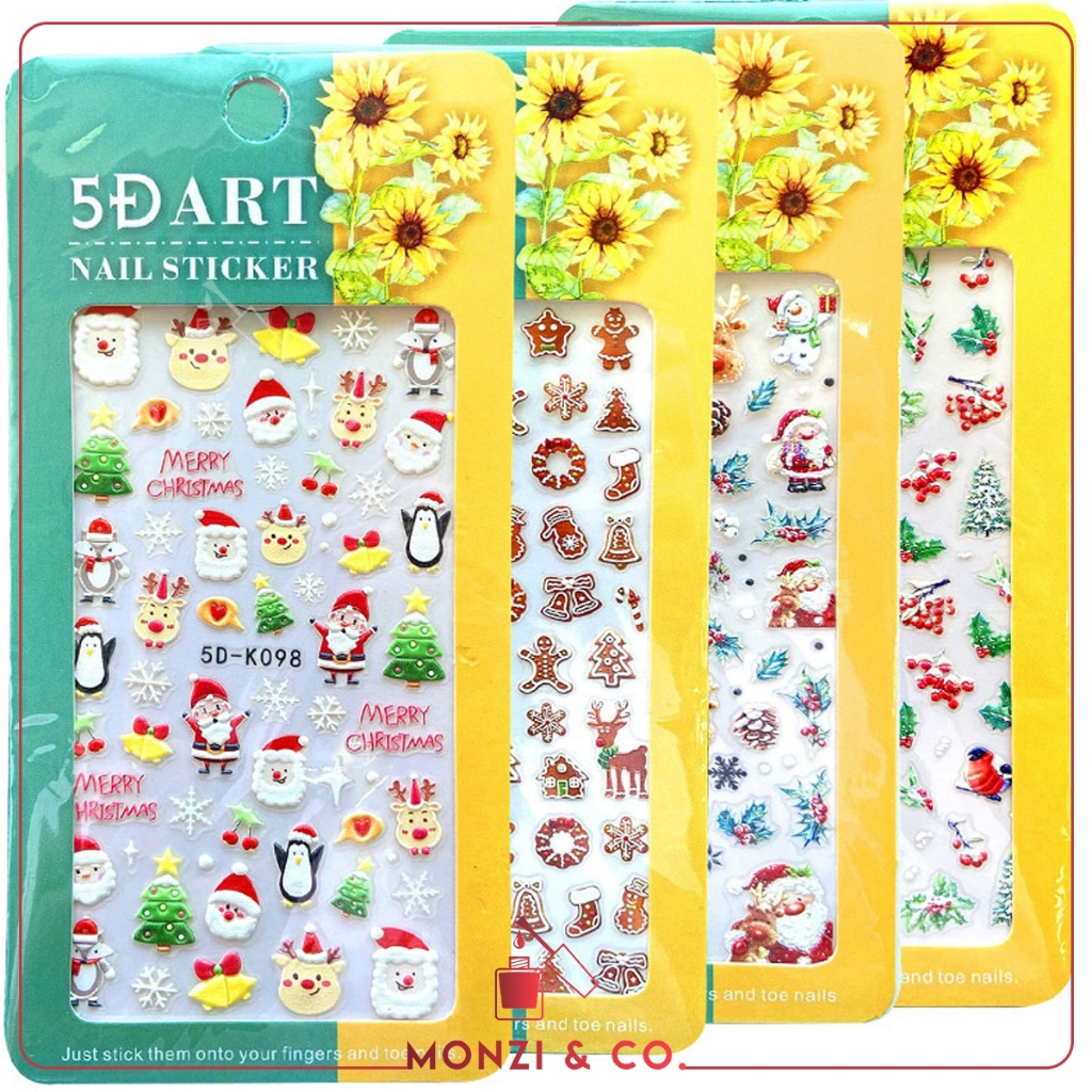 พร้อมส่งทุกวัน สติกเกอร์ติดเล็บ 5D Stickers for Nails X’mas ธีมคริสมาร์ต น่ารักๆ สติ๊กเกอร์ไม่ต้องลอกน้ำ สามารถติดได้เลย