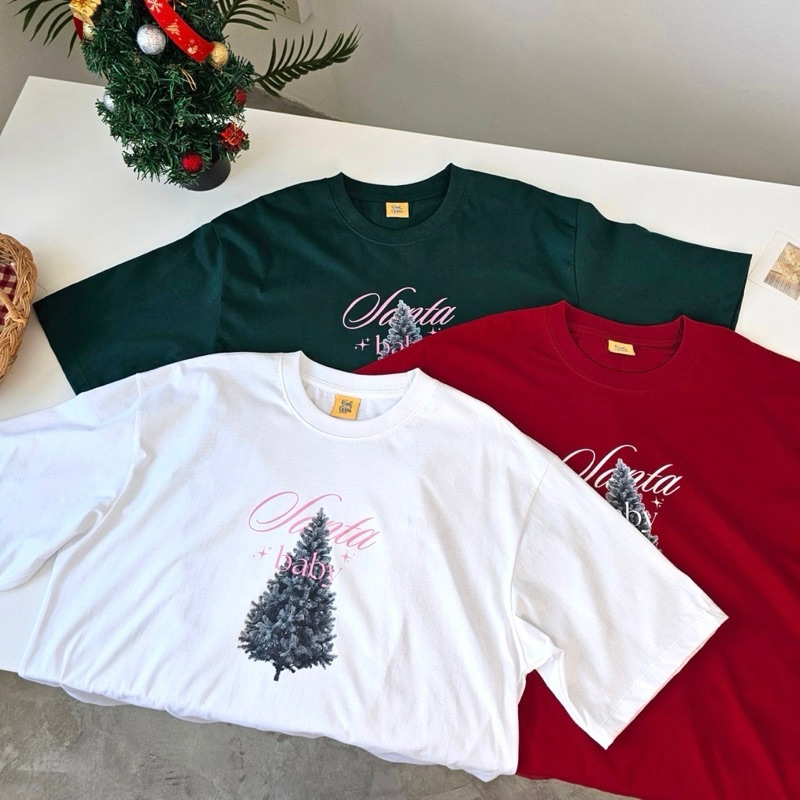 Sugarbeetshop | F127 Chrismas Collection Santa baby เสื้อยืดโอเวอร์ไซต์ ผ้าคอตตอน