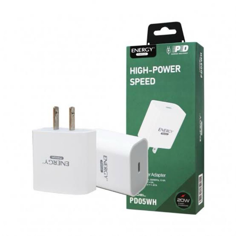 หัวชาร์จ 20W Power Adapter PD05WH Power delivery Energy Premium หัวชาร์จ Type-C