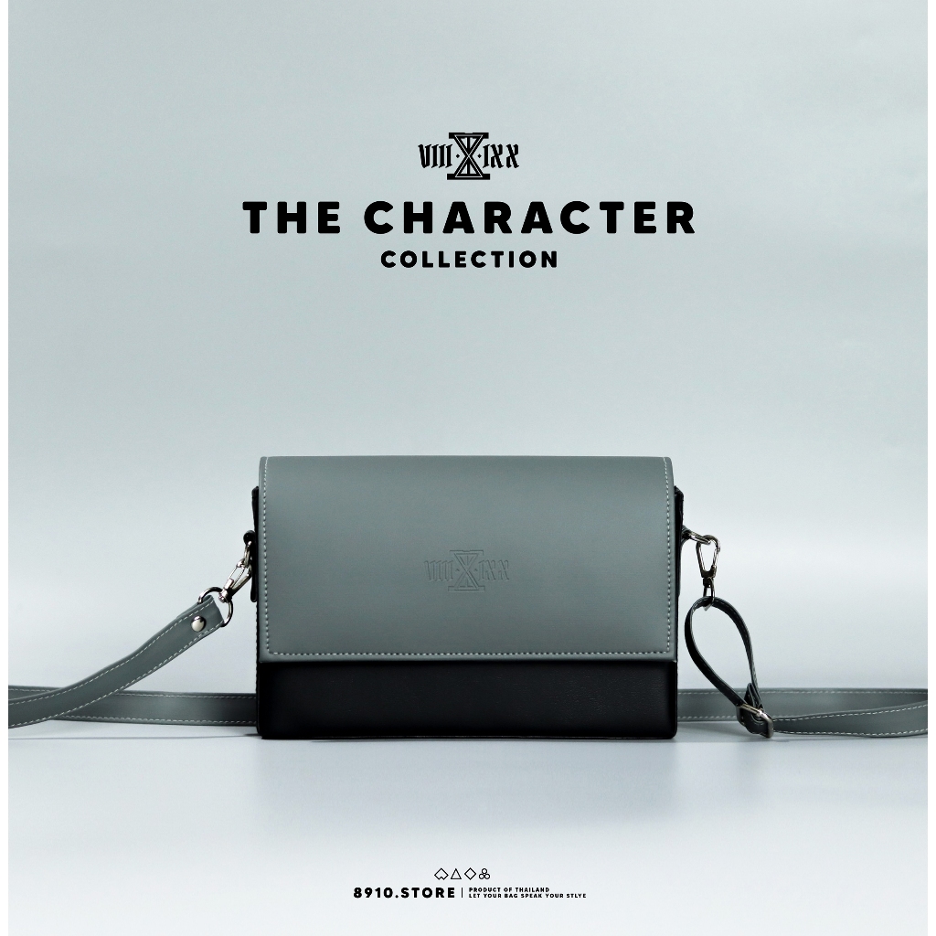 THE CHARACTER มี 4 สี แบรนด์ 8910 กระเป๋าหนัง สะพายข้าง ทรงกล่อง ตั้งได้ แบรนด์ไทย หนังกันน้ำ