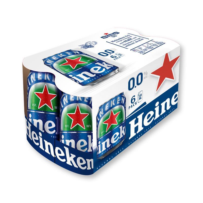 ไฮเนเก้น 0.0 เครื่องดื่มมอลต์ไม่มีแอลกอฮอล์ 330 มล. x 6 กระป๋อง Heineken 0.0 ส่งเร็ว