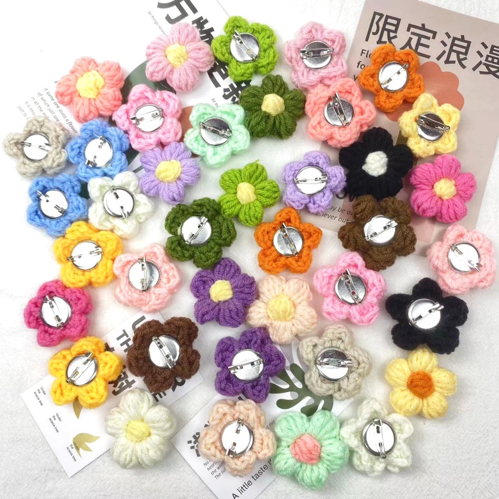 แผ่นผ้าฝ้ายถัก ลายดอกไม้น่ารัก แฮนด์เมด DIY สําหรับตกแต่งเสื้อผ้า รองเท้า หมวก