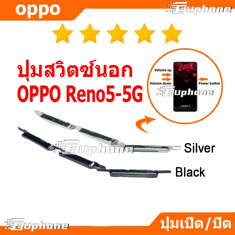 ปุ่มกดสวิทช์ด้านนอก OPPO Reno5(5G) ปุ่มเปิดปิด ปรับระดับเสียงขึ้นลง ปุ่มลดเสียง ปุ่มเพิ่มเสียง ON OFF+VOLUME BUTTON