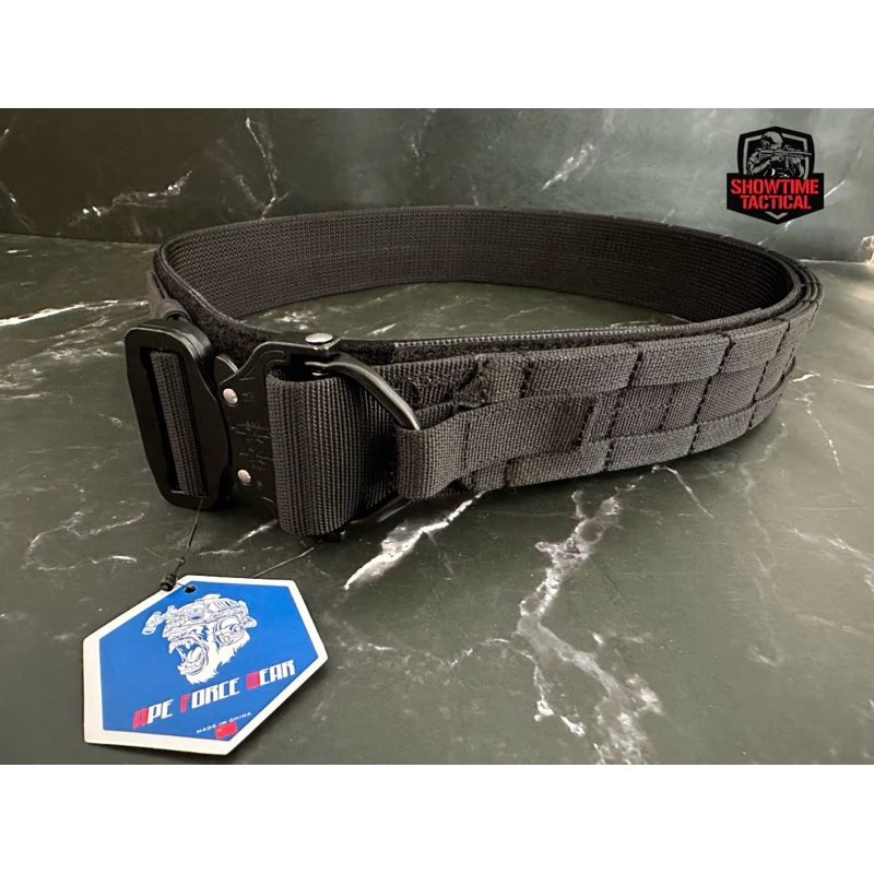 เข็มขัดสนาม ห่วงโลหะ ยุทธวิธี 2 ชั้น AFG (Ape Force Gear) Tactical Battle Belt Ronin Style D-Ring | Showtime Tactical