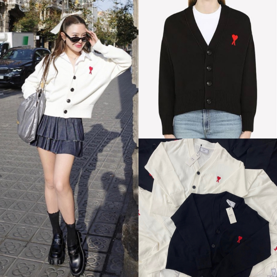 A ❤️ mi cardigan เสื้อคาร์ดิแกนไหมพรมแขนยาว คอวี กระดุมหน้าAmi❣️