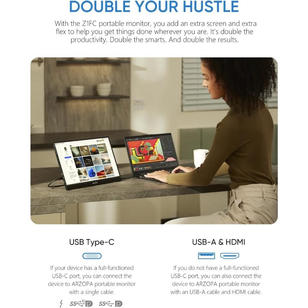 ARZOPA  Z1FC 16.1'' จอพกพา 144Hz Portable Gaming Monitor,1080P FHD Kickstand Portable Monitor - รับประกัน 1 ปีโดยร้านไทย - รูปที่ 7