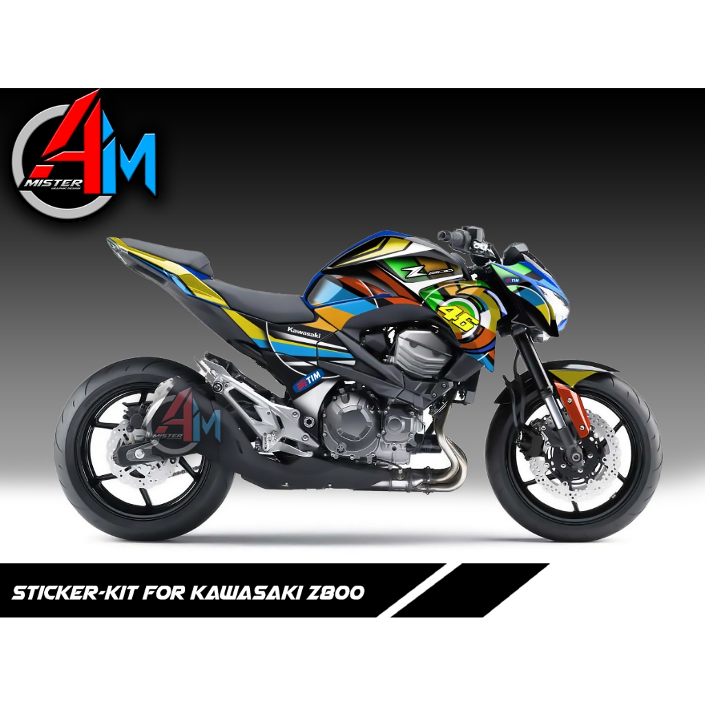 (เลือกสีด้านใน) [เกรด Premium Basic] ชุดสติ๊กเกอร์ Kawasaki Z800 (SUN&MOON-46 Concept)