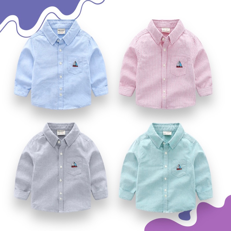 AB141 เสื้อเชิ้ตเด็ก แขนยาว เสื้อออกงาน แฟชั่นเด็กหล่อ พร้อมส่งในไทย