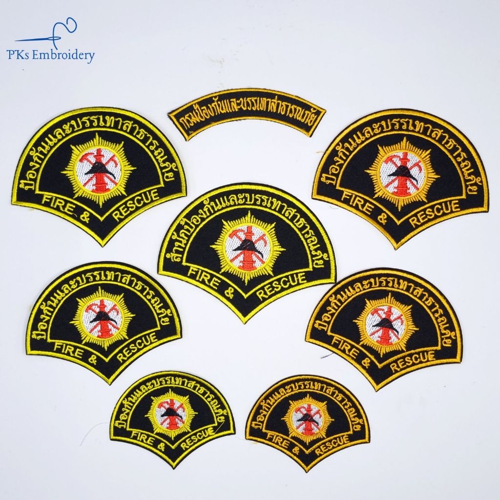 อาร์ม เครื่องหมาย ปภ. ป้องกันและบรรเทาสาธารณภัย ติดแขน Fire&Rescue