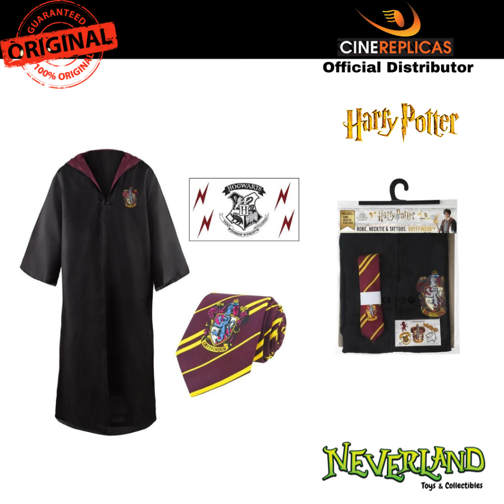 (Cinereplicas) Harry Potter Gryffindor Standard Robe Set - Robe & Necktie & Tattoo
