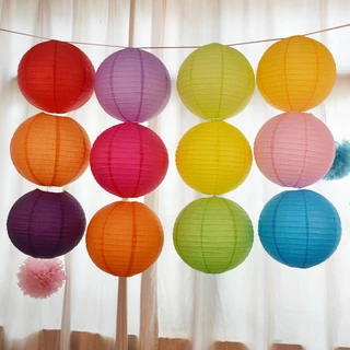 โคมไฟกระดาษ ทรงกลม โคมไฟญี่ปุ่น สีพาสเทล 8นิ้ว 12นิ้ว 16นิ้ว / 20cm 30cm 40cm สร้างบรรยากาศน่ารัก