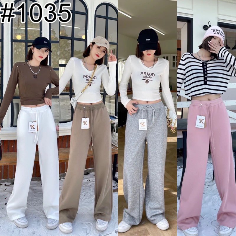 1035กางเกงขากระบอกขอบเรียบ🤍