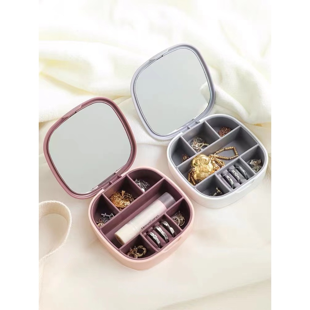 กล่องใส่เครื่องประดับพร้อมกระจกส่องหน้า กล่องเจลรี่จัดเก็บ ลิปสติกJewelry box