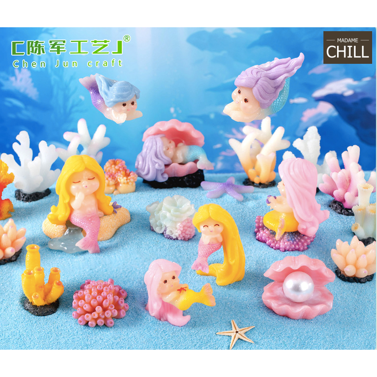 [MC692] ตุ๊กตุ่นจิ๋ว นางเงือก ปะการัง บ่อน้ำ ในทะเลสวยงาม 🐚🧜🏻‍♀️ (1 ตัว ราคา 6, 12, 20 บาท)