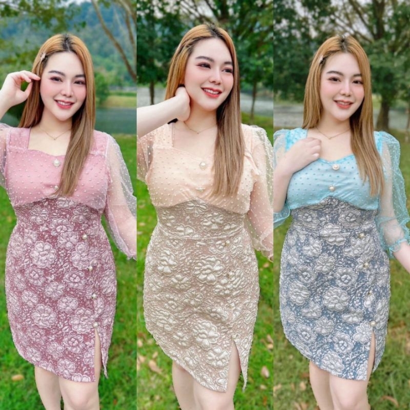 เดรสใส่ออกงานสาวอวบแขนปอม