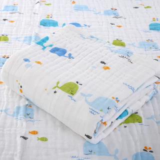 ผ้าห่ม ห่อตัว Cottonทอหนา6 ชั้นนุ่มละมุน 110x110cm (ชค ใหญ่)