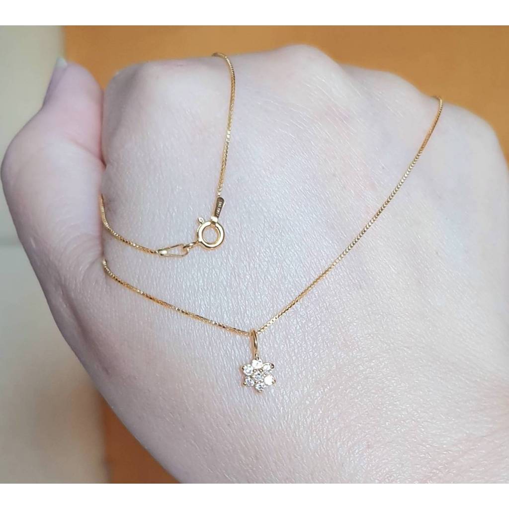 สร้อยมินิมอล#เงินsterling-silver 925-ITALY/พร้อมจี้เพชรรัสเซีย/#ชุบทองคำเหมือนจริง