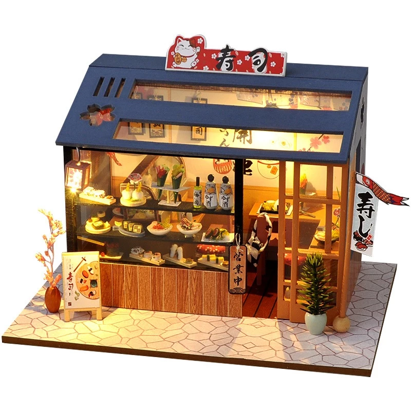 บ้านจิ๋ว DIY รุ่น ร้าน ซูชิ ขนมหวาน ไอศครีม ร้านเค้ก ร้านดอกไม้ จีนโบราณ บ้านตุ๊กตา DIY mini