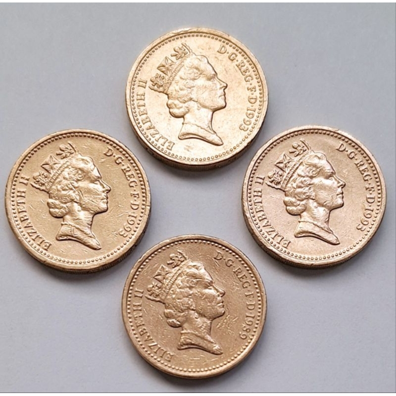 เหรียญ One Pound *ชุด 4 เหรียญ* Elizabeth II (Queen of the United Kingdom) ELIZABETH II D G REG F D 1989,1993