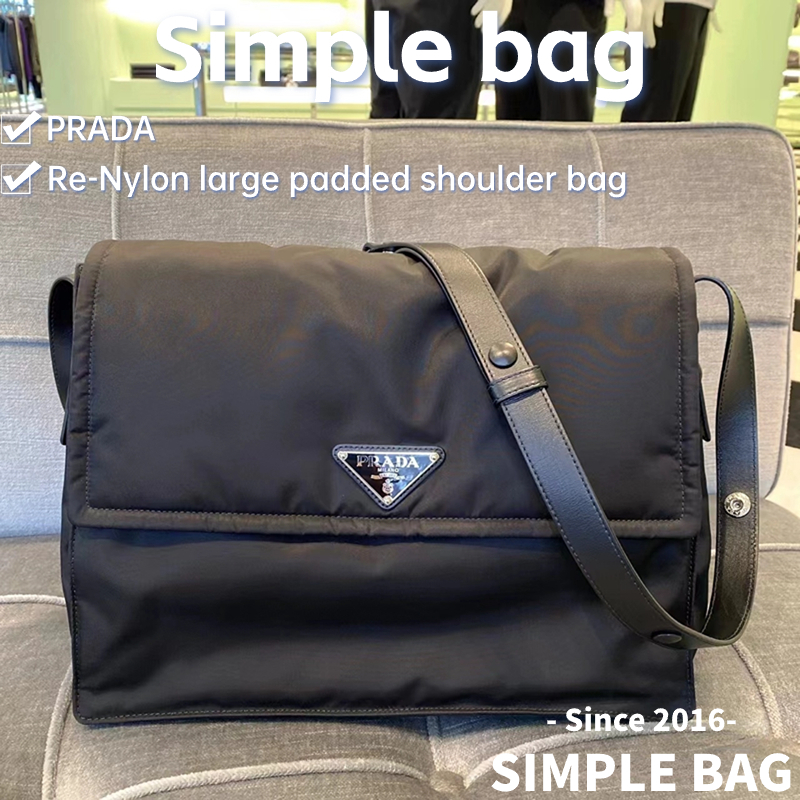 ปราด้า💥PRADA Re-Nylon large padded shoulder bag กระเป๋าสะพายเดี่ยว