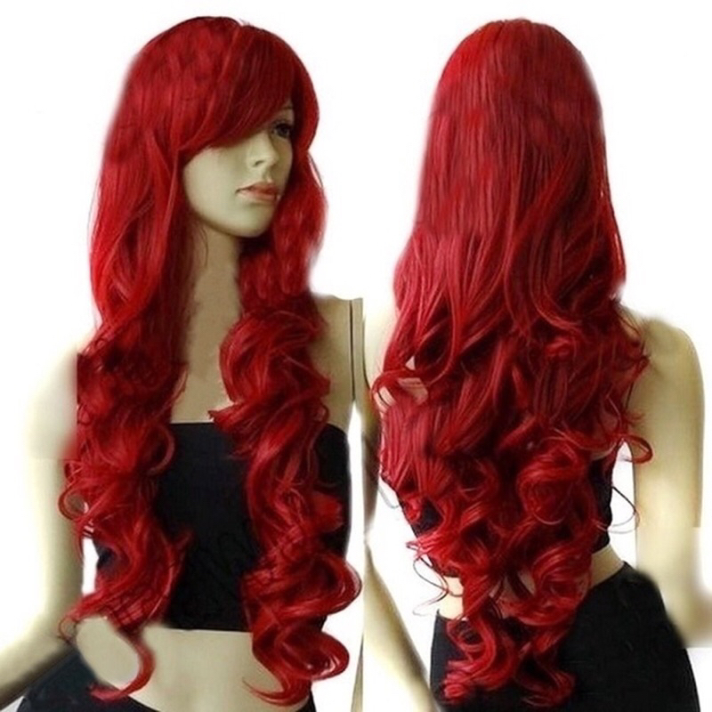 วิกผมลอนสวยสีแดงเงือกน้อยพร้อมส่งจากไทย