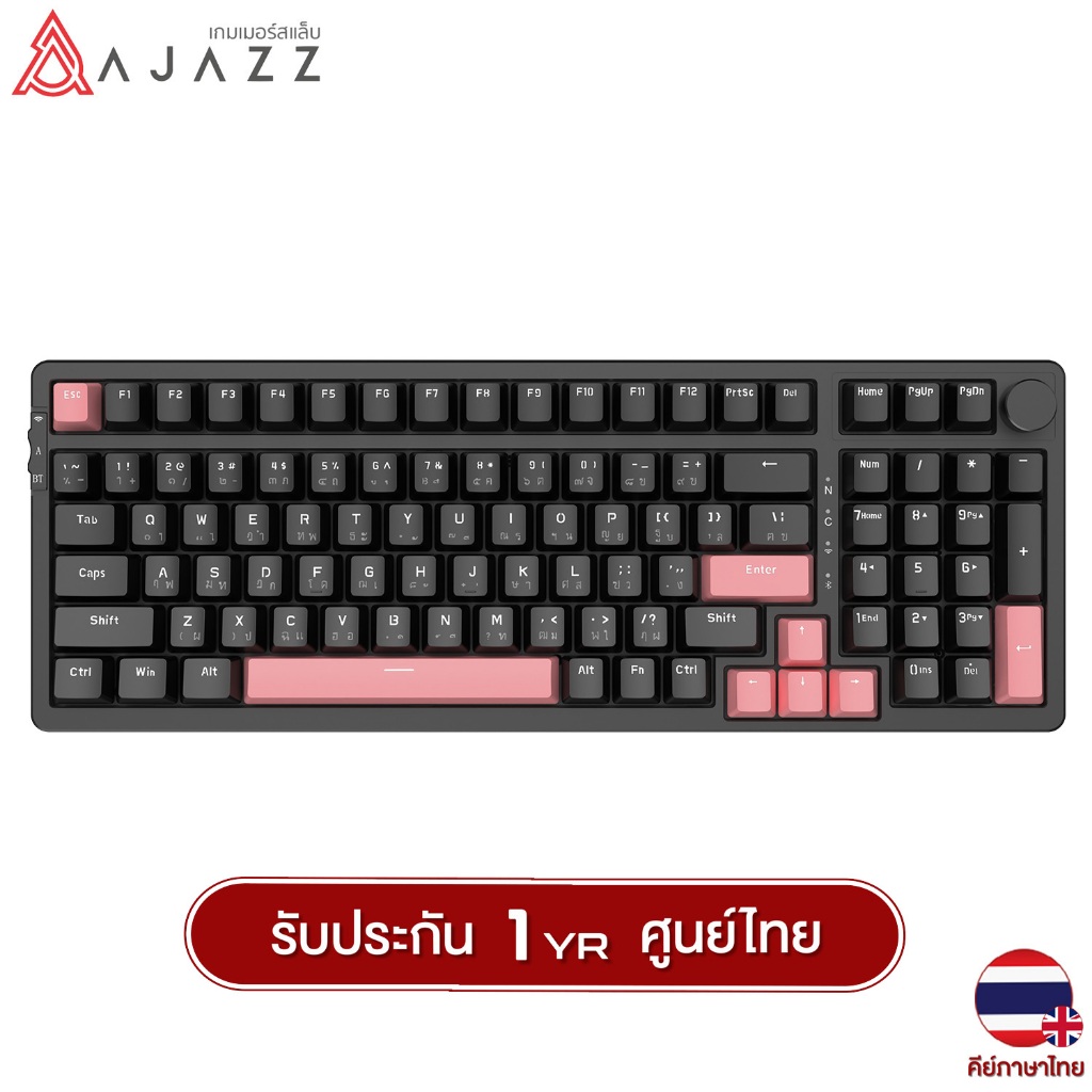 คีย์บอร์ดเกมมิ่ง Ajazz AK992 Tri-Mod No Light Version 99Key Gasket Mechanical Keyboard รับประกันสินค้า 1 ปี