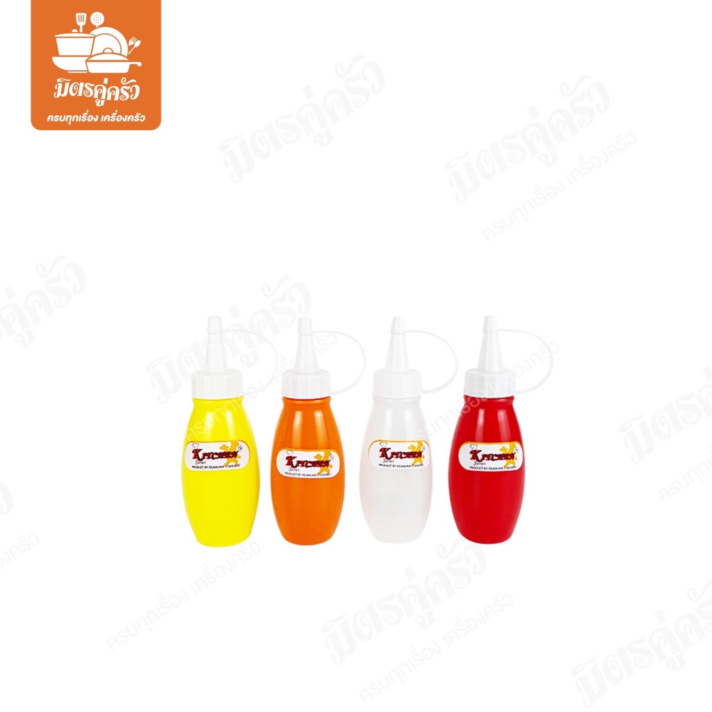 ขวดซอสเล็ก 1 รู มีฝาปิด สีใส/สีส้ม/สีเหลือง ขนาด 135ml. RW 9092