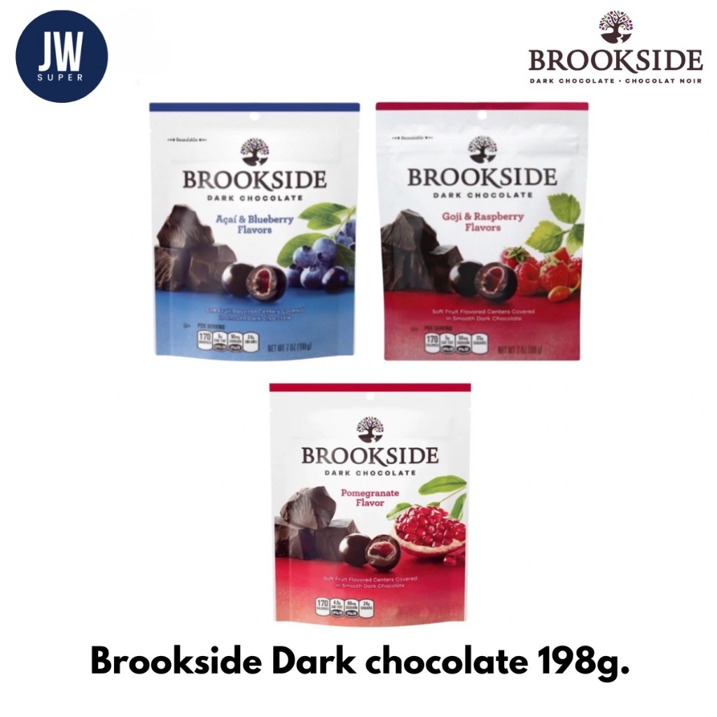 Brookside Dark Chocolate 198 กรัม (g.) ดาร์กช๊อคโกแลต สอดไส้ผลไม้ตระกูลเบอรรี่ BBE: 02/2024-03/2024