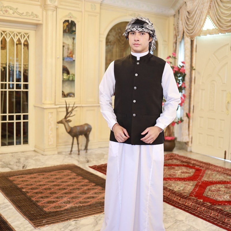 ชุดโต๊ปชาย AL-ASEEL ( 57 ) Premier เนื้อผ้าคอตตอนแท้ 100% เเขนยาว สำหรับความสูง 180 CM+(แขนกระดุม) พร้อมกล่อง รุ่น TOA91