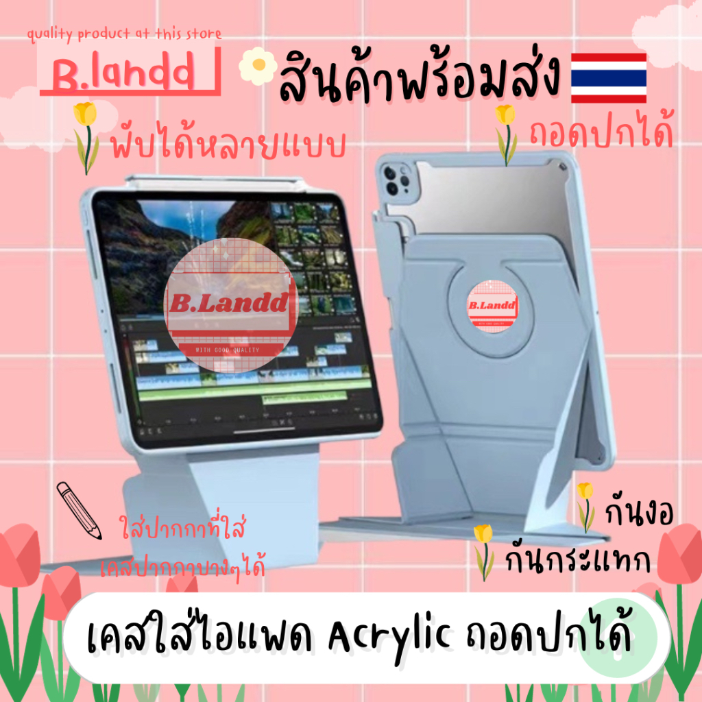พร้อมส่งจากไทย🇹🇭 เคสไอแพด อคลิลิก หลังใส Air4/5 10.9" Pro11 2018 20 21 22 Acrylic ถอดปกได้ พับY