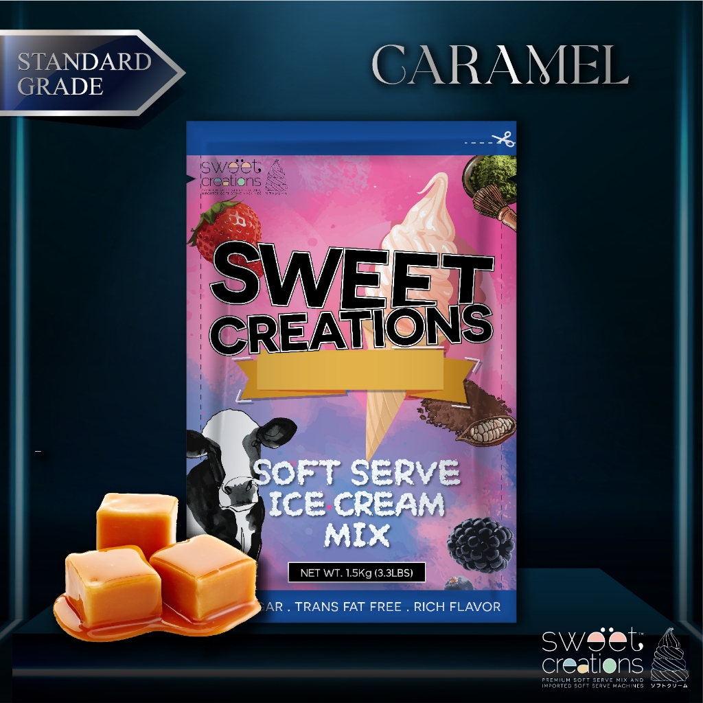 ผงทำไอศครีมซอฟท์เสิร์ฟ ผงไอติม ผงไอติมผัด Sweet Creations (Standard) รสคาราเมล
