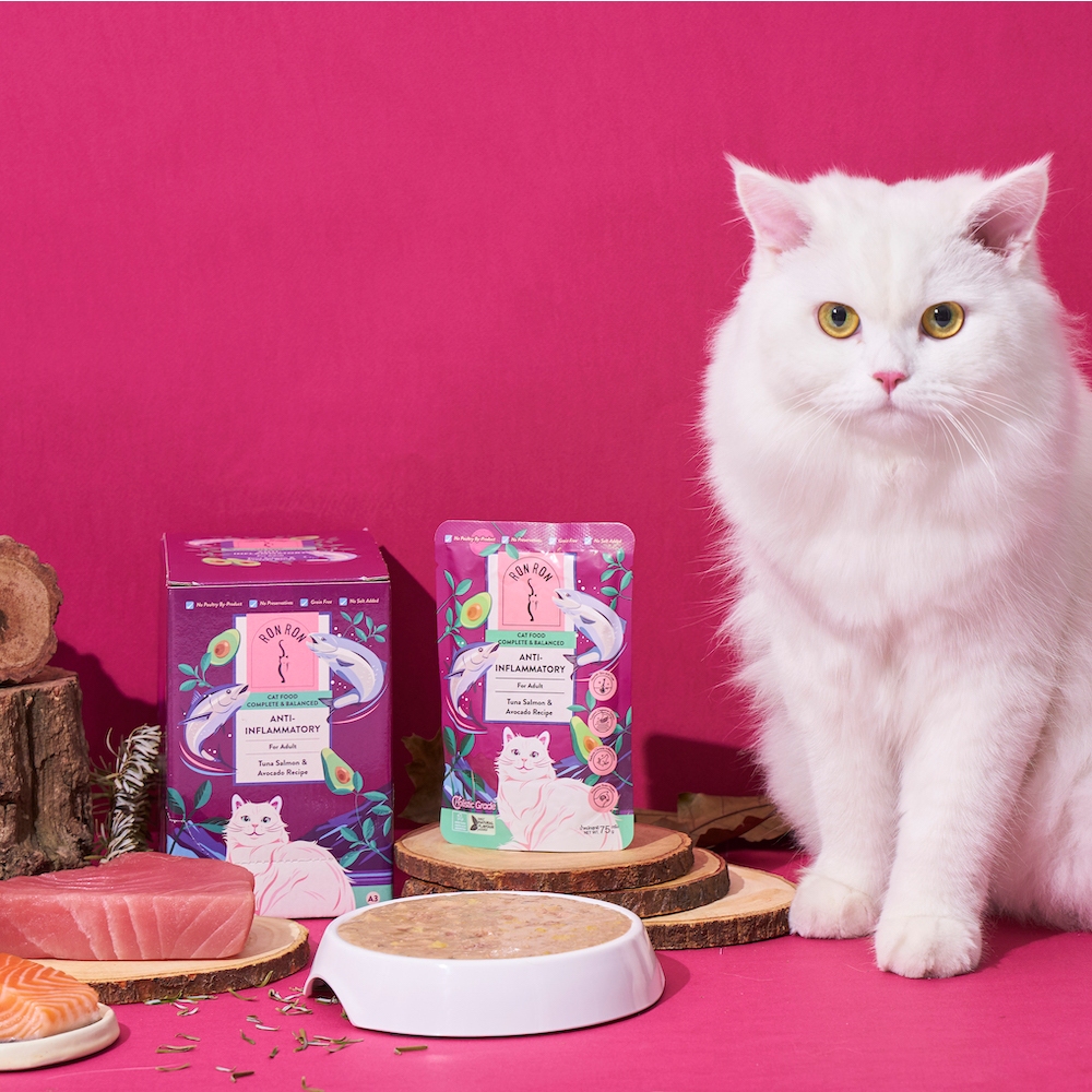 อาหารแมว ชนิดเปียก ร็องร็อง สูตรต้านอักเสบ รสปลาทูน่าแซลมอนและอะโวคาโด (ยกโหล 12 ซอง)