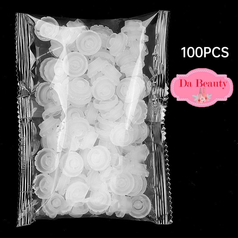 ถ้วยดอกไม้ใส่กาวต่อขนตา จับช่อขนตา 100ชิ้น