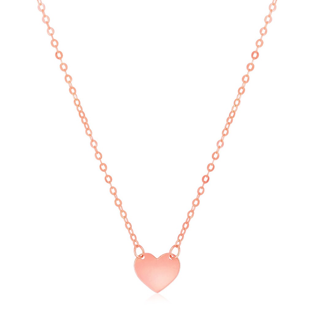 Nathalias NY สร้อยคอทองคำ จี้หัวใจมินิขัดเงาโรสโกลด์ 14k 14k Rose Gold Polished Mini Heart Necklace พรีออเดอร์ 10-12 วัน